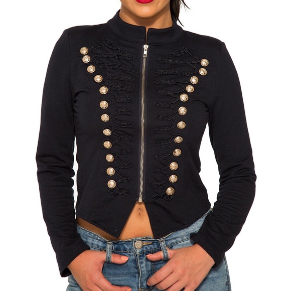 Londeon Hearts & Roses Jackets & Blazers - HEARTS & ROSES LONDON Navy Brigantine Jacket